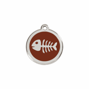 Katzenmarke S Fischgräte-Design braun aus Emaille und Edelstahl