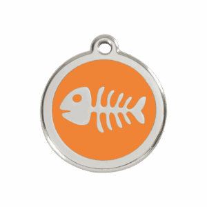 Hundemarke Fischgräte Emaille Orange Größe M