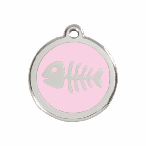Hundemarke Mittel in Rosa mit Fischgräte aus Emaille und Edelstahl