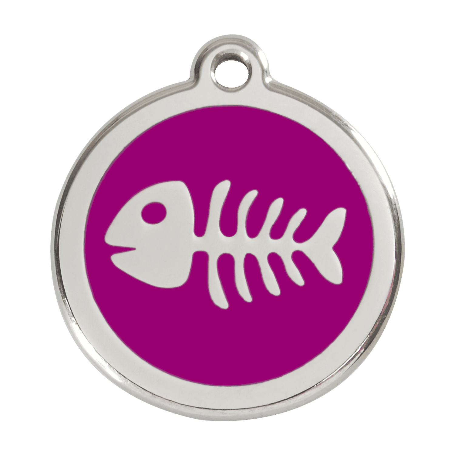Vue avant - Médaille personnalisée pour chien - Red Dingo - Squelette de poisson violet - Größe L
