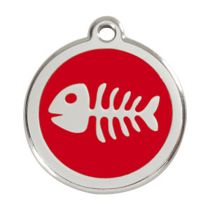 Hundemarke Fischgräte Emaille Rot Größe L
