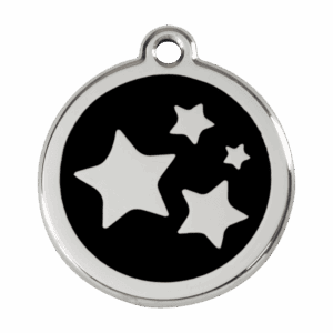 Hundemarke Schwarz Stern L aus Emaille und Edelstahl