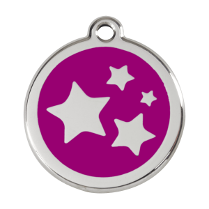Hundemarke Größe L mit violettem Stern aus Emaille und Edelstahl