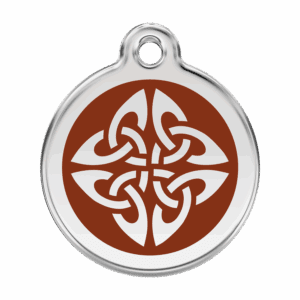Hundemarke groß Tribal-Pfeile braun aus Emaille und Edelstahl