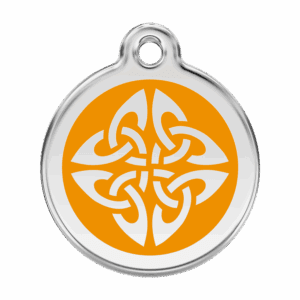 Hundemarke Tribal-Pfeile Orange L aus Emaille und Edelstahl