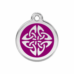 Hundemarke mittel mit violettem Tribal-Pfeile-Design aus Emaille und Edelstahl