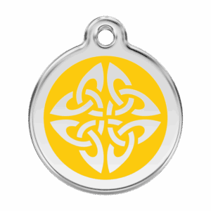 Hundemarke groß Tribal-Pfeile Gelb aus Emaille und Edelstahl