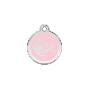 Katzenmarke Tribal-Fisch Rosa Größe S aus Emaille und Edelstahl