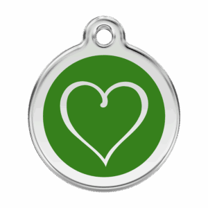 Hundemarke Grün Tribal Herz aus Emaille und Edelstahl Größe L