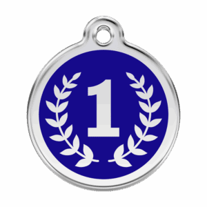 Hundemarke Gewinner Dunkelblau L aus Emaille und Edelstahl