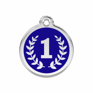 Hundemarke Gewinner Dunkelblau M aus Emaille und Edelstahl