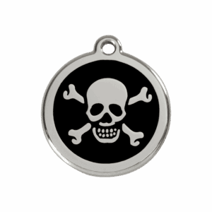 Hundemarke Totenkopf schwarz M aus Emaille und Edelstahl
