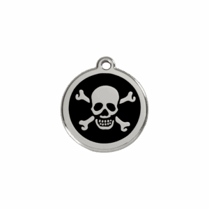 Katzenmarke S Totenkopf Schwarz Emaille Edelstahl