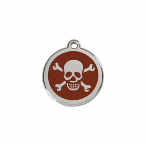Katzenmarke Klein Totenkopf Braun Emaille Edelstahl
