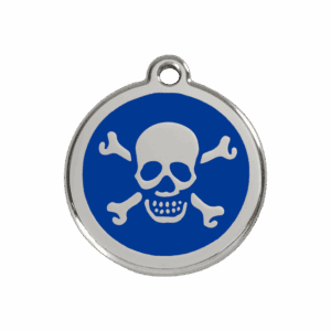 Hundemarke Totenkopf dunkelblau Emaille Größe M
