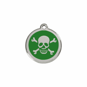 Katzenmarke Klein Totenkopf Grün Emaille Edelstahl