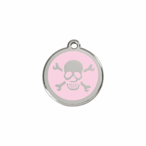 Katzenmarke Klein Totenkopf Rosa Emaille Edelstahl