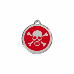 Katzenmarke Klein Totenkopf Rot Emaille Edelstahl