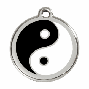 Hundemarke Ying und Yang aus schwarzem Emaille, Größe L
