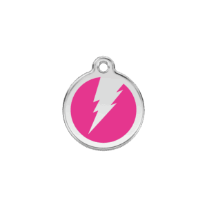 Katzenmarke Blitz Klein in Pink aus Emaille und Edelstahl