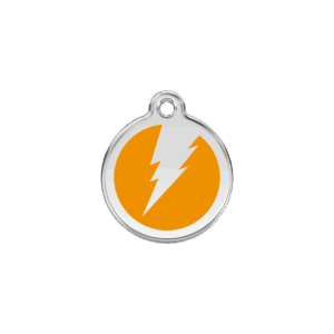 Katzenmarke Blitz Orange S aus Emaille und Edelstahl