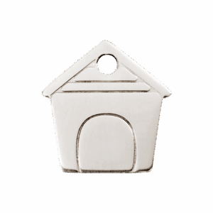 Hundemarke flach aus Edelstahl Größe M mit Hundehütten-Motiv