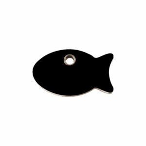 Katzenmarke Kunststoff flach S mit Fisch-Motiv schwarz