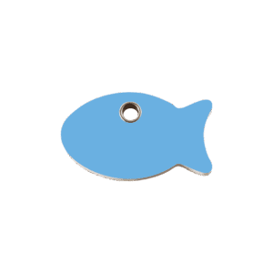 Katzenmarke flach Kunststoff hellblauer Fisch klein