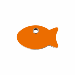 Katzenmarke Kunststoff flach Orange mit Fisch-Motiv S
