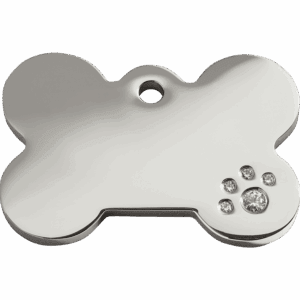 Hundemarke Knochen mit Swarovski-Kristallen Größe L