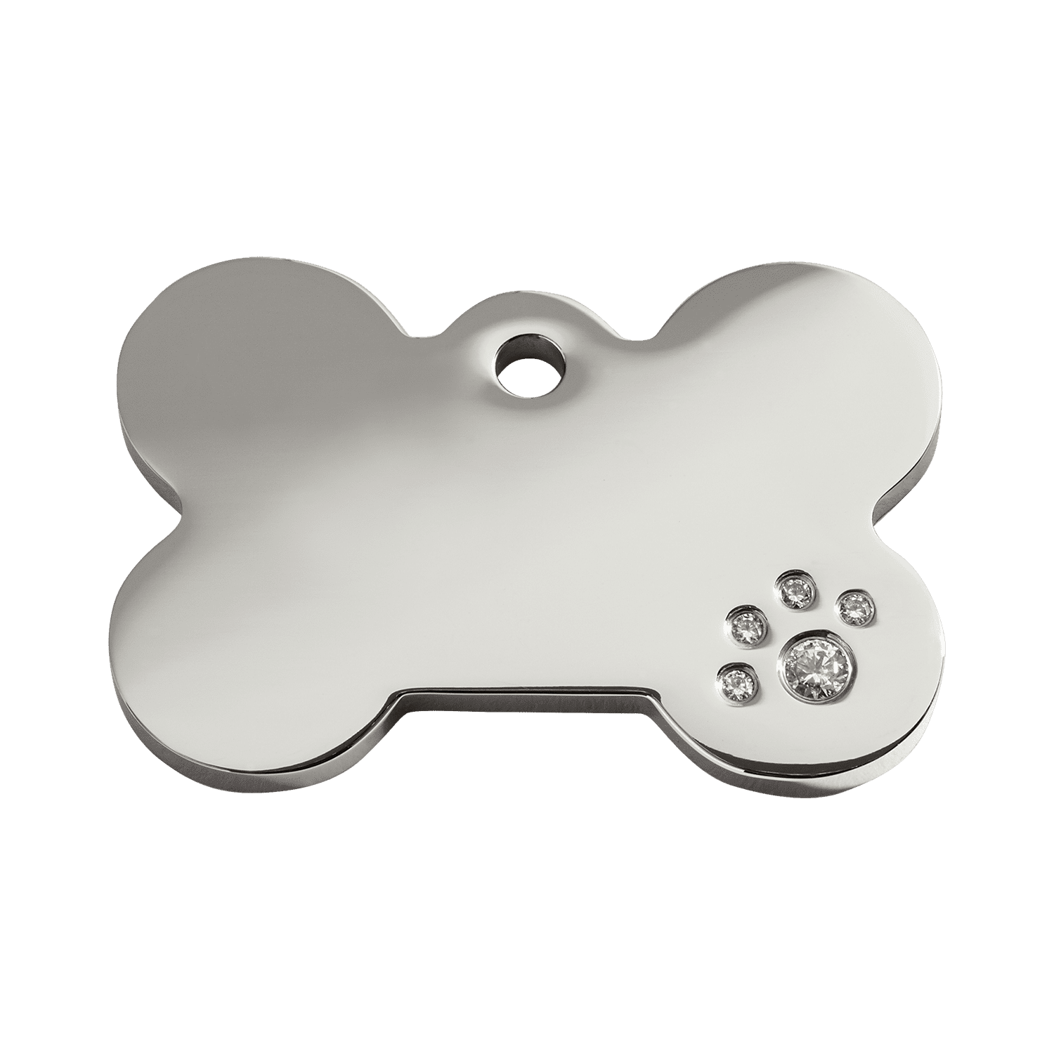 Vue avant - Médaille personnalisée Red Dingo Swarovski Os pour chien - Größe M - 08-BN-ZZ-ME