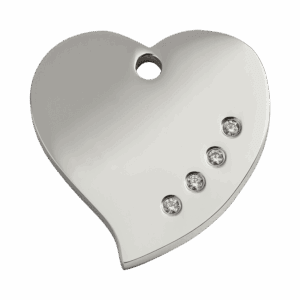 Hundemarke Herz mit Swarovski-Kristallen Größe L