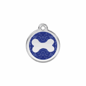 Tiermarke Glitzer-Knochen Blau S für Katze oder kleinen Hund
