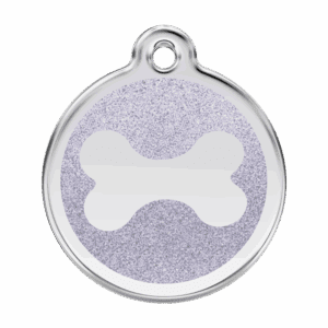 Hundemarke Glitzerknochen Silber L aus Edelstahl und Emaille