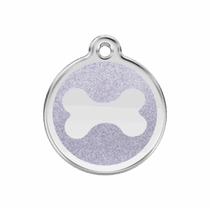 Hundemarke Glitzerknochen aus Emaille und Edelstahl Größe M