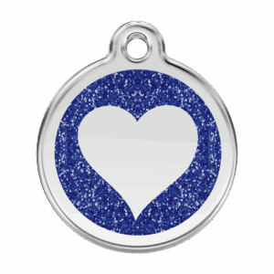 Hundemarke L mit dunkelblauem Glitzerherz