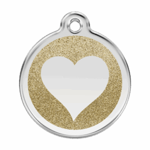 Hundemarke L Glitzerherz Gold Emaille Edelstahl