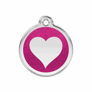 Hundemarke Glitzerherz M in leuchtendem Pink