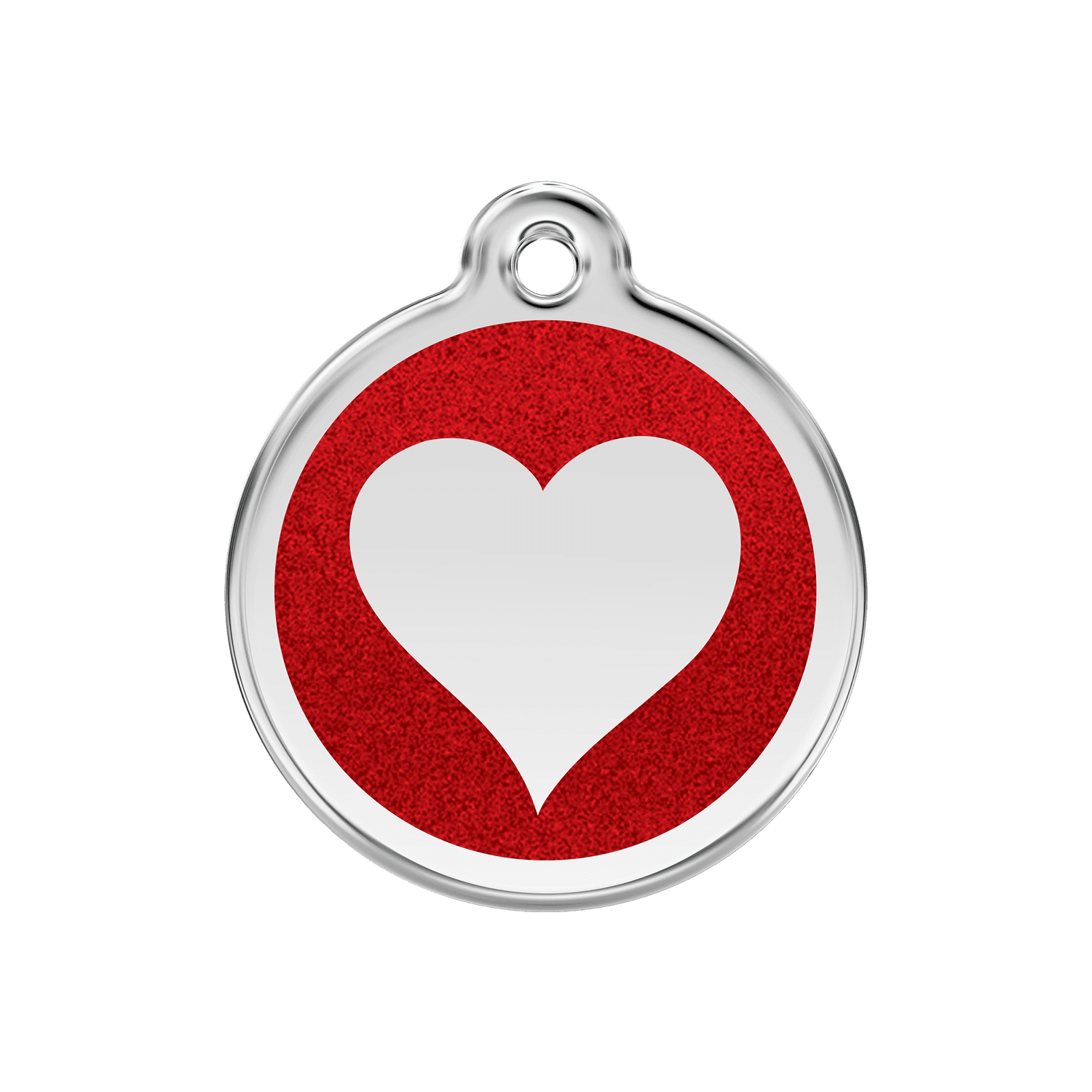Vue avant - Médaille personnalisable Red Dingo Émail pailleté rouge 30mm - Pour chien ou chat - Größe M