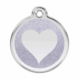 Hundemarke Herz mit silbernem Glitzereffekt Größe L