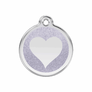 Hundemarke Glitzerherz Silber M aus Emaille und Edelstahl