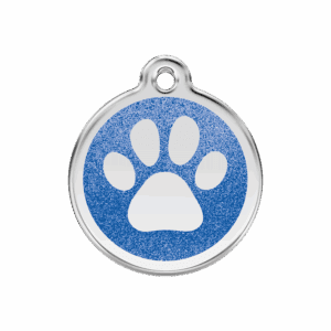 Hundemarke M Glitzer-Pfotenabdruck Blau