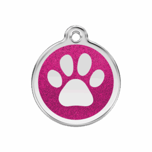 Hundemarke M Glitzer-Pfotenabdruck in leuchtendem Pink