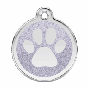 Hundemarke L Silber mit Glitzer-Pfotenabdruck