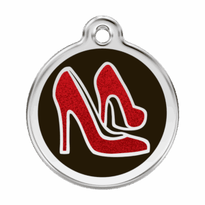 Hundemarke Größe L mit rotem Glitzerschuh-Motiv