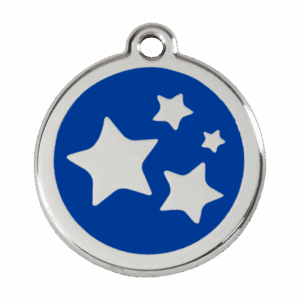 Hundemarke Größe L mit dunkelblauem Stern aus Emaille und Edelstahl